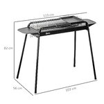 Outsunny-Barbecue-a-Carbonella-con-Griglia-e-Piastra-in-Acciaio-con-Ripiani-Laterali-113x59x83.5cm-Nero