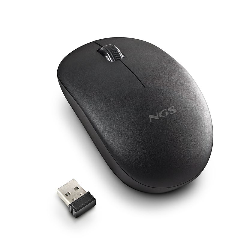 Ngs-Mouse-Wireless-2.4-GhzCon-Rotella-Silenzioso-Usb-Nano-Nero