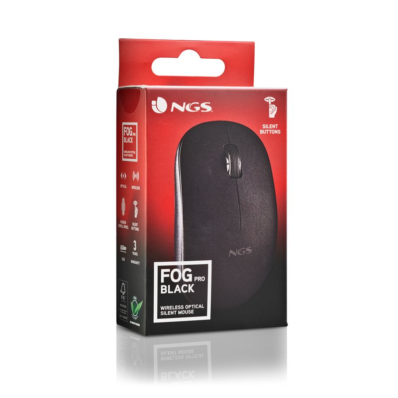 Ngs-Mouse-Wireless-2.4-GhzCon-Rotella-Silenzioso-Usb-Nano-Nero