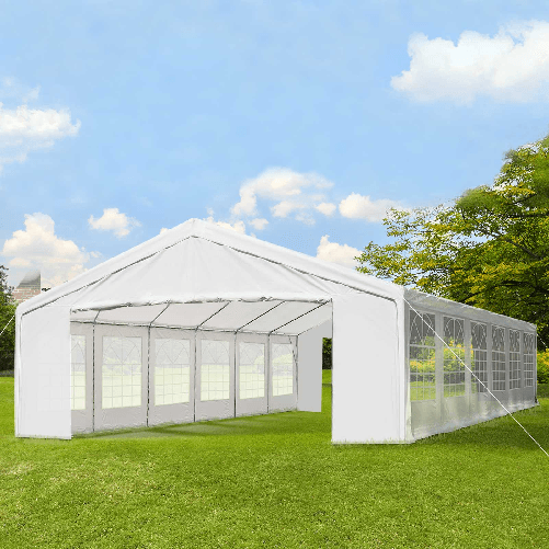 Outsunny-Tendone-da-Giardino-con-Pareti-Removibili-in-Acciaio-e-PP-12x6x3.2-m-Bianco