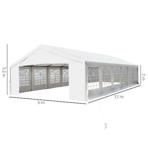 Outsunny-Tendone-da-Giardino-con-Pareti-Removibili-in-Acciaio-e-PP-12x6x3.2-m-Bianco