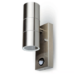 V-TAC Portafaretto LED Doppio da Muro 2*GU10 e GU5.3 (MR16) in Acciaio Inox con Sensore PIR IP44