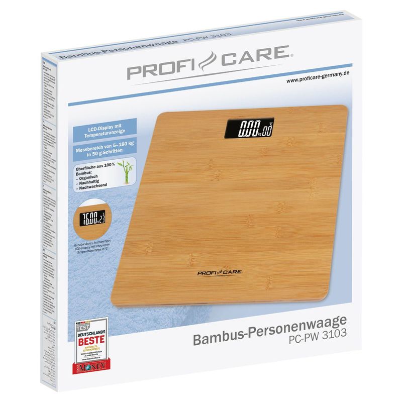 ProfiCare-PC-PW-3103-Quadrato-Bamboo-Bilancia-pesapersone-elettronica