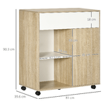 HOMCOM-Carrello-da-Cucina-in-Legno-con-Cassetto-Armadietto-e-Ruote-Girevoli-81x39.6x90.3cm