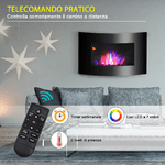 HOMCOM-Caminetto-Elettrico-da-Parete-con-Effetto-Fiamma-Colorato-con-Telecomando-in-Acciaio-Inox-e-Vetro-65x11.4x52cm-Nero