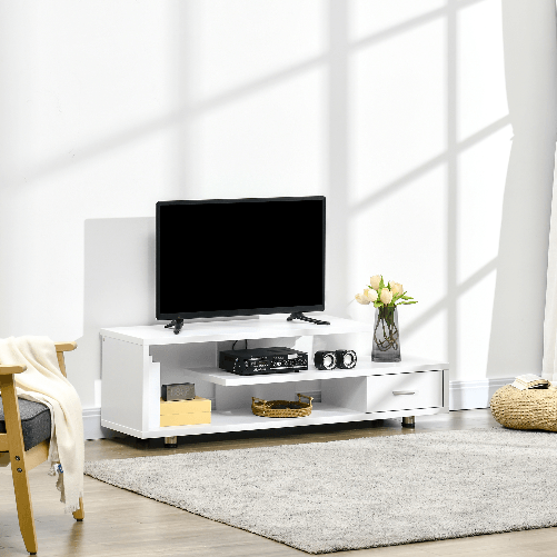 HOMCOM-Mobile-TV-Moderno-per-TV-fino-a-65--Mobile-TV-Aperto-in-Truciolato-con-Cassetto-135x35x41.7-cm
