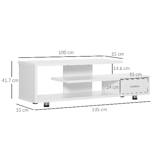 HOMCOM-Mobile-TV-Moderno-per-TV-fino-a-65--Mobile-TV-Aperto-in-Truciolato-con-Cassetto-135x35x41.7-cm
