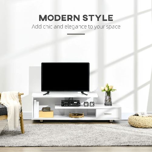 HOMCOM-Mobile-TV-Moderno-per-TV-fino-a-65--Mobile-TV-Aperto-in-Truciolato-con-Cassetto-135x35x41.7-cm