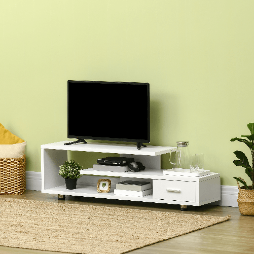 HOMCOM-Mobile-TV-Moderno-per-TV-fino-a-65--Mobile-TV-Aperto-in-Truciolato-con-Cassetto-135x35x41.7-cm