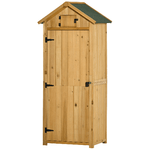 Outsunny Capanno da Giardino Porta Attrezzi in Legno Impermeabile, 77x54.2x179cm - Giallo