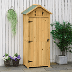 Outsunny-Capanno-da-Giardino-Porta-Attrezzi-in-Legno-Impermeabile-77x54.2x179cm---Giallo