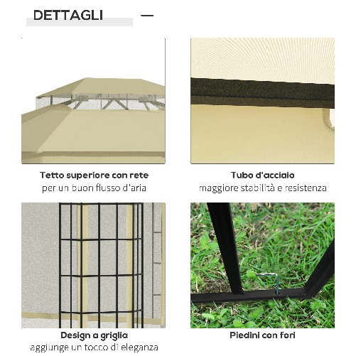 Outsunny-Gazebo-da-Giardino-con-Zanzariera-Tetto-a-2-Livelli-e-Struttura-in-Metallo-3.7x3m-Beige