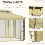 Outsunny-Gazebo-da-Giardino-con-Zanzariera-Tetto-a-2-Livelli-e-Struttura-in-Metallo-3.7x3m-Beige