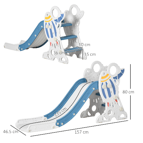 AIYAPLAY-Scivolo-per-Bambini-18-36-Mesi-in-PE-e-PP-a-Tema-Spaziale-con-Scale-Antiscivolo-157x46.5x80-cm