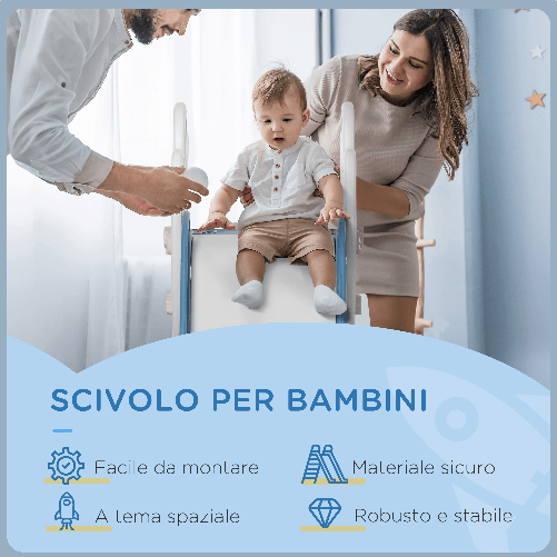 AIYAPLAY-Scivolo-per-Bambini-18-36-Mesi-in-PE-e-PP-a-Tema-Spaziale-con-Scale-Antiscivolo-157x46.5x80-cm