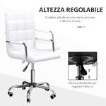 HOMCOM-Sedia-da-Ufficio-in-Similpelle-Bianca-con-5-Ruote-Girevoli-Imbottitura-e-Altezza-Regolabile-52.5x54x84-99cm