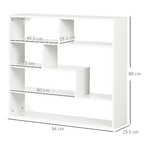 HOMCOM-Libreria-a-Muro-Moderna-in-Legno-a-4-Livelli-94x19.5x80cm-Bianco