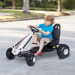 HOMCOM-Go-Kart-a-Pedali-per-Bambini-con-Freno-e-Frizione-101.5-×-65.5-×-59.5cm-Bianco-nero