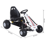 HOMCOM-Go-Kart-a-Pedali-per-Bambini-con-Freno-e-Frizione-101.5-×-65.5-×-59.5cm-Bianco-nero