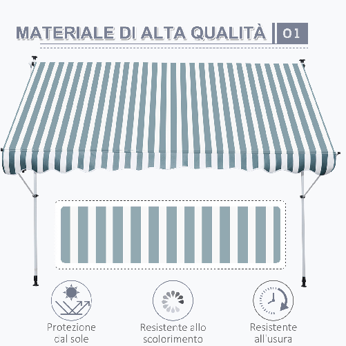 Outsunny-Tenda-da-Sole-a-Bracci-3x1.5m-con-Manovella-e-Struttura-Telescopica-Bianco-e-Verde