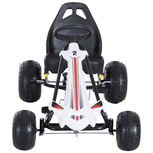 HOMCOM-Go-Kart-a-Pedali-per-Bambini-con-Freno-e-Frizione-101.5-×-65.5-×-59.5cm-Bianco-nero