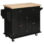 HOMCOM Carrello da Cucina Portavivande con Cassetti, Armadietti e Portaspezie, in Legno e MDF, 111x44.5x82.5 cm, Nero