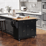 HOMCOM-Carrello-da-Cucina-Portavivande-con-Cassetti-Armadietti-e-Portaspezie-in-Legno-e-MDF-111x44.5x82.5-cm-Nero