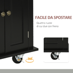 HOMCOM-Carrello-da-Cucina-Portavivande-con-Cassetti-Armadietti-e-Portaspezie-in-Legno-e-MDF-111x44.5x82.5-cm-Nero