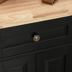 HOMCOM-Carrello-da-Cucina-Portavivande-con-Cassetti-Armadietti-e-Portaspezie-in-Legno-e-MDF-111x44.5x82.5-cm-Nero