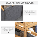 HOMCOM-Cesto-Portabiancheria-con-2-Scomparti-e-Ruote-Sacchi-in-Tessuto-e-Struttura-in-Bambu-42x35x84.5cm