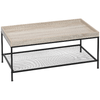 HOMCOM-Tavolino-da-Salotto-Basso-a-2-Livelli-con-Bordo-Rialzato-in-MDF-e-Metallo-100x50x46.5-cm-Color-Legno