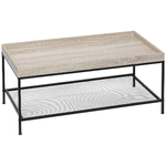 HOMCOM-Tavolino-da-Salotto-Basso-a-2-Livelli-con-Bordo-Rialzato-in-MDF-e-Metallo-100x50x46.5-cm-Color-Legno