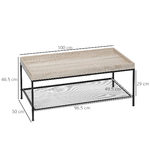 HOMCOM-Tavolino-da-Salotto-Basso-a-2-Livelli-con-Bordo-Rialzato-in-MDF-e-Metallo-100x50x46.5-cm-Color-Legno