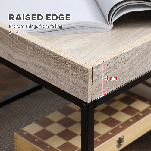 HOMCOM-Tavolino-da-Salotto-Basso-a-2-Livelli-con-Bordo-Rialzato-in-MDF-e-Metallo-100x50x46.5-cm-Color-Legno