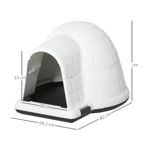 PawHut-Cuccia-Casetta-da-Esterno-per-Cani-di-Taglia-Piccola-a-Forma-di-Igloo-con-Porta-per-Carlino-Bichon-Fries-Chihuahua-68.2x80x53cm