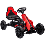 HOMCOM Go Kart a Pedali per Bambini 3-8 Anni con Sedile Regolabile e Ruote in EVA, 100x58x58.5 cm, Rosso Nero