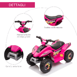 HOMCOM-Quad-per-Bambini-Elettrico-con-Batteria-Ricaricabile-6V-e-Velocita-2.8-4.6km-h-72x40x45.5-cm-Rosa