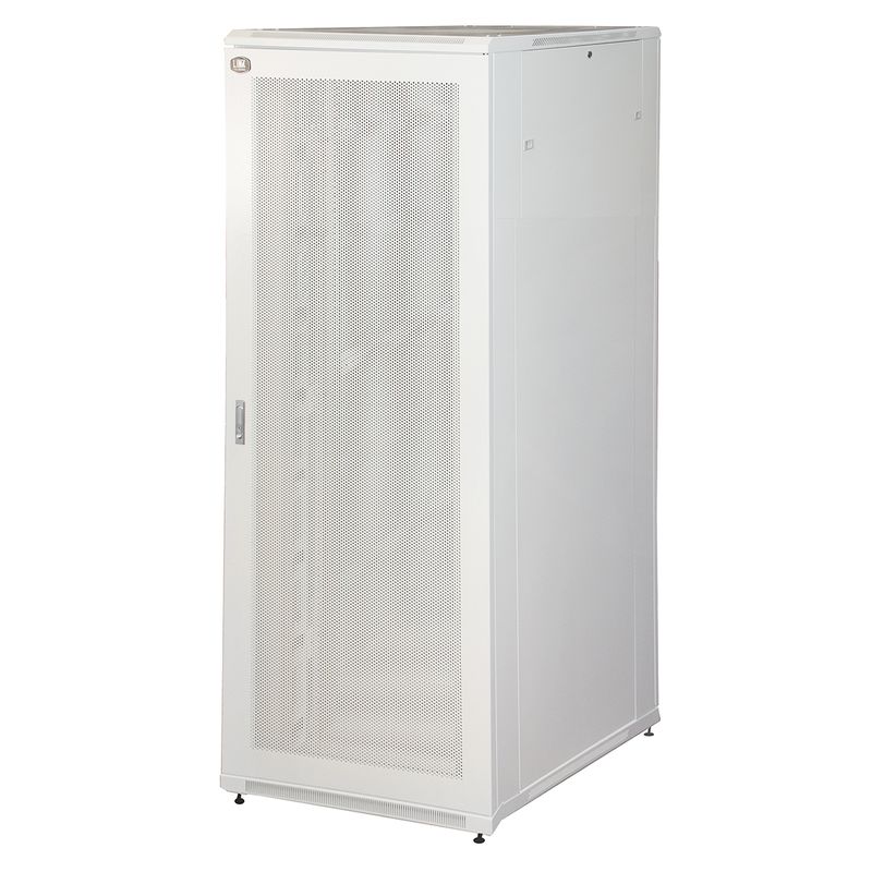 Armadio-Rack-19-42U--A-2055--L-800--P-1000-Porta-Traforata-Colore-Grigio-Con-Guidacavi--Laterale