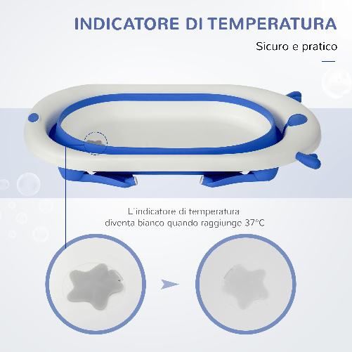 HOMCOM-Vaschetta-Bagnetto-Pieghevole-per-Bambini-0-3-Anni-con-Indicatore-di-Temperatura-e-Cuscino-81.5x50.5x23.5-cm-Blu