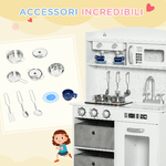 HOMCOM-Cucina-Giocattolo-per-Bambini-3-6-Anni-con-Luci-e-Accessori-Realistici-in-MDF-e-PP-60.1x31.7x92.9-cm-Bianca