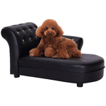 PawHut Divanetti per cani Chaise Longue Ottomana per Animali, Nero, 82.5x45x41.5cm