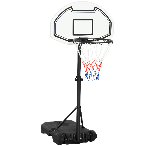 HOMCOM-Canestro-Basket-per-Bambini-ad-Altezza-Regolabile-132.5---161.5-cm-con-Base-Riempibile-e-Ruote-Multicolore