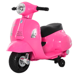 HOMCOM Moto Elettrica per Bambini con Licenza Ufficiale Vespa Batteria 6V, Fari e Clacson, per Bimbi da 18-36 mesi, Rosa, 66.5x38x52cm