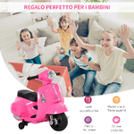 HOMCOM-Moto-Elettrica-per-Bambini-con-Licenza-Ufficiale-Vespa-Batteria-6V-Fari-e-Clacson-per-Bimbi-da-18-36-mesi-Rosa-66.5x38x52cm