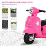 HOMCOM-Moto-Elettrica-per-Bambini-con-Licenza-Ufficiale-Vespa-Batteria-6V-Fari-e-Clacson-per-Bimbi-da-18-36-mesi-Rosa-66.5x38x52cm