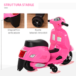 HOMCOM-Moto-Elettrica-per-Bambini-con-Licenza-Ufficiale-Vespa-Batteria-6V-Fari-e-Clacson-per-Bimbi-da-18-36-mesi-Rosa-66.5x38x52cm