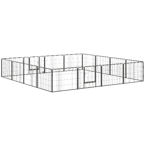 PawHut-Recinto-per-Cani-e-Cuccioli-con-16-Pannelli-Modulabili-e-2-Ingressi-80x1.5x60cm