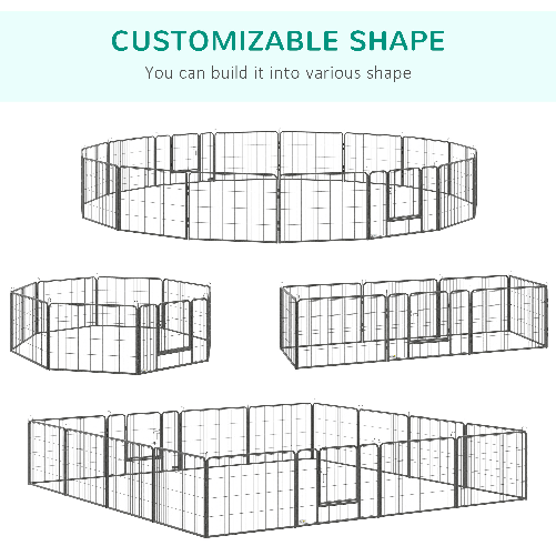 PawHut-Recinto-per-Cani-e-Cuccioli-con-16-Pannelli-Modulabili-e-2-Ingressi-80x1.5x60cm