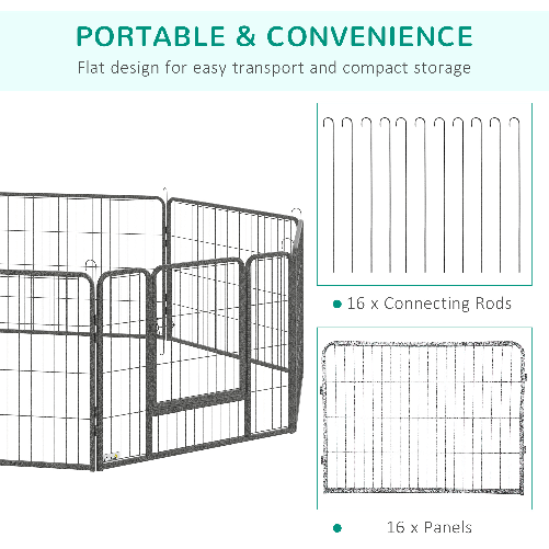 PawHut-Recinto-per-Cani-e-Cuccioli-con-16-Pannelli-Modulabili-e-2-Ingressi-80x1.5x60cm