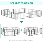 PawHut-Recinto-per-Cani-e-Cuccioli-con-16-Pannelli-Modulabili-e-2-Ingressi-80x1.5x60cm